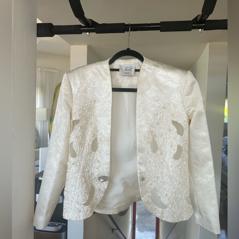 Vintage white lace blazer